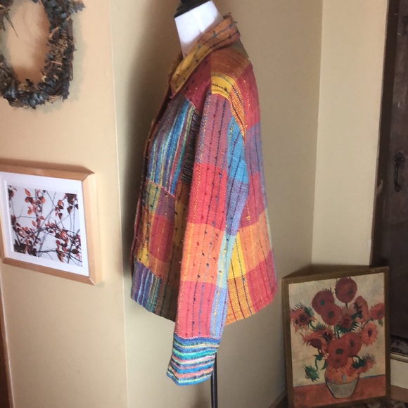 TRAVEL SMITH Size Medium Patchwork BigButton Jacket Chore Vivid Artisan NEW - Picture 8 of 16